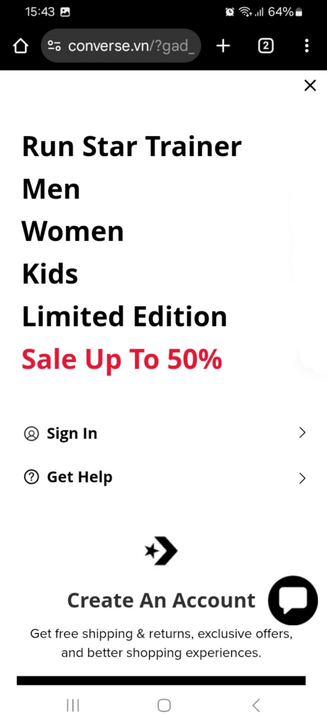 Converse Mobile Menu