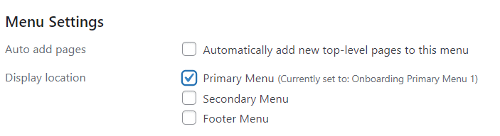 WordPress Menu Settings