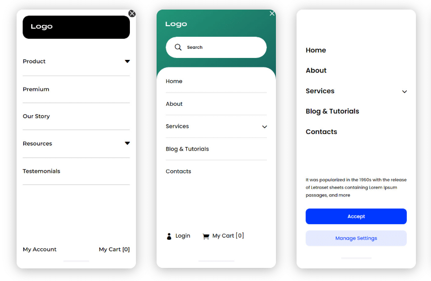 Divi Mobile Menu plugin examples 2