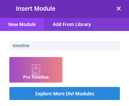 Selecting Timeline module