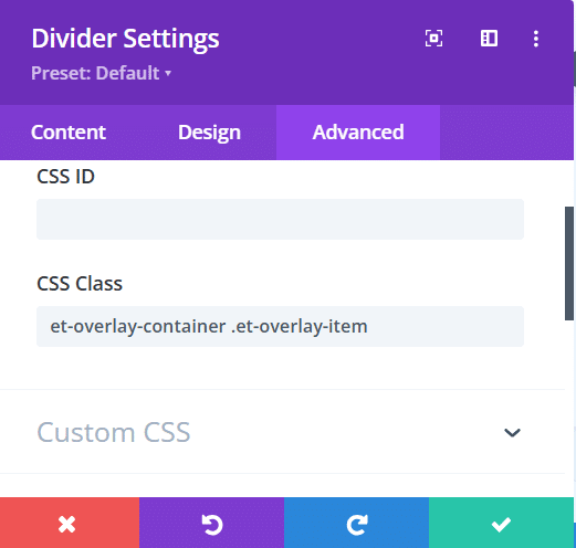 Adding CSS classes to Divider module