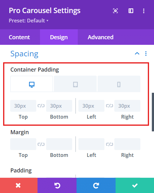 Adjusting margins and padding