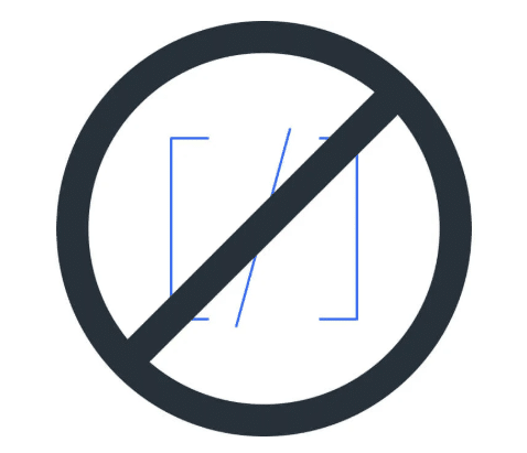 Graphic showing a shortcode crossed out