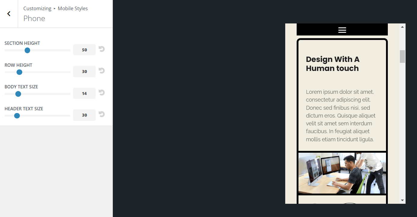 Customizing mobile styles with Divi Hacks