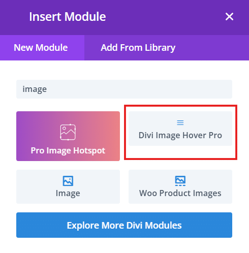 Divi Life Image Hover module