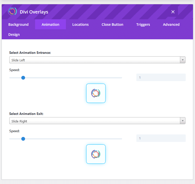 Divi Overlays overlay animation settings