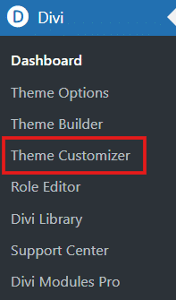 Accessing Divi’s Theme Customizer