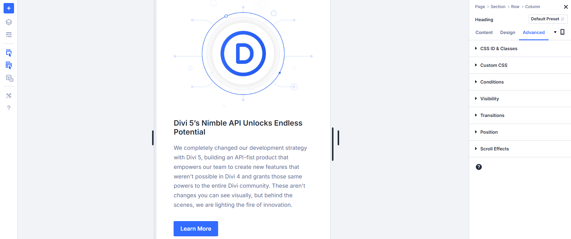 Editing in Divi 5’s mobile view