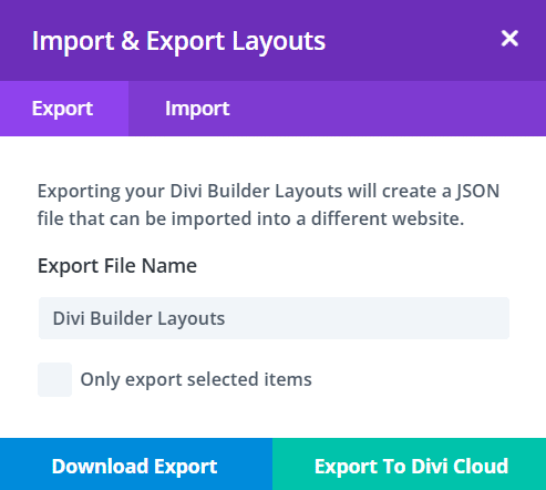 Importing and exporting layouts