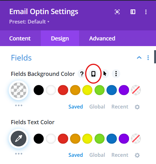 Responsive icon found in the module