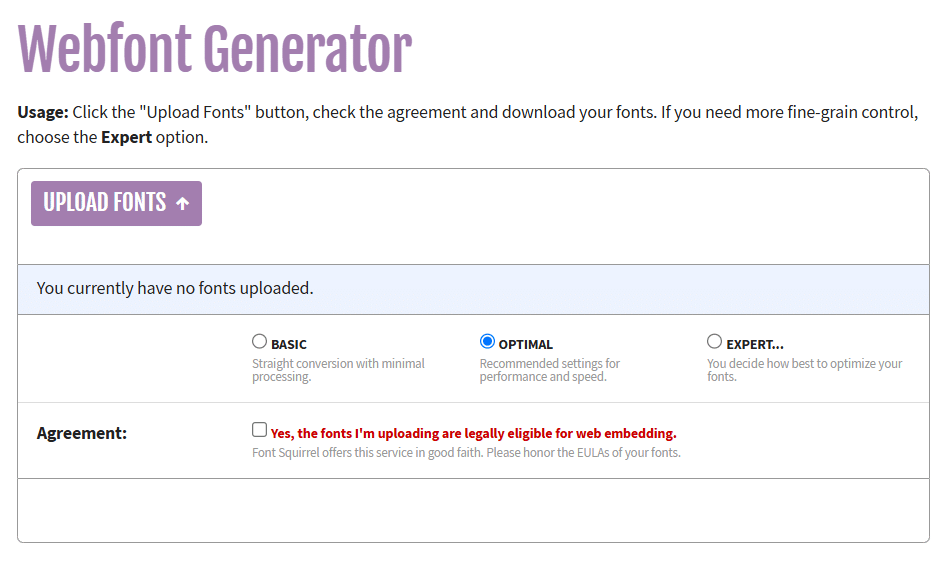 Font Squirrel homepage