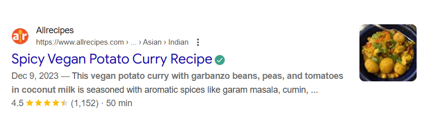 Rich snippet example