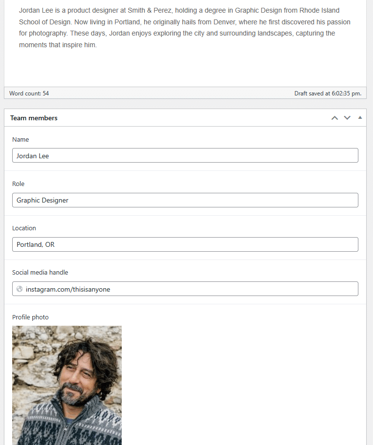 Filled in ACF meta boxes