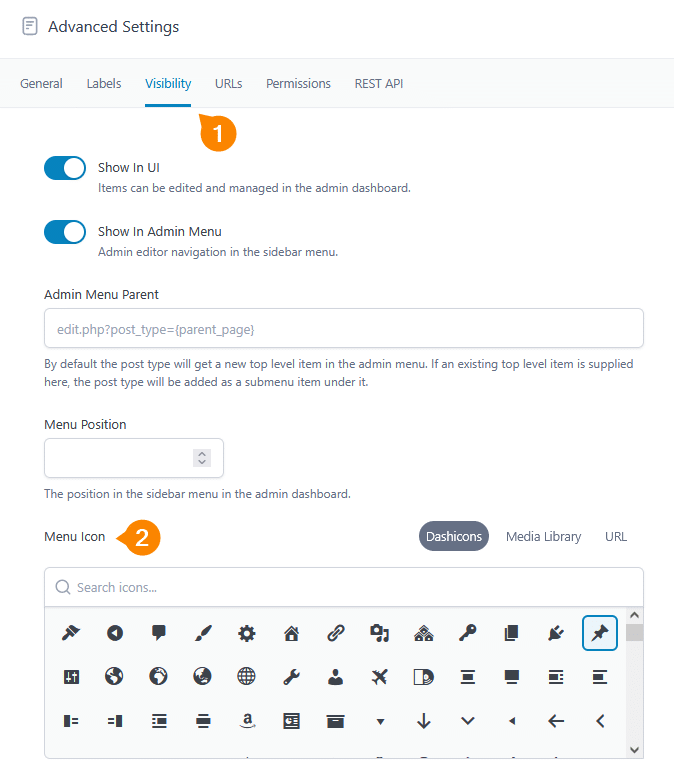 Adding a menu icon to a custom post type in ACF