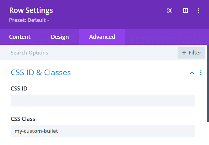 CSS Class for targeting specific bullet list