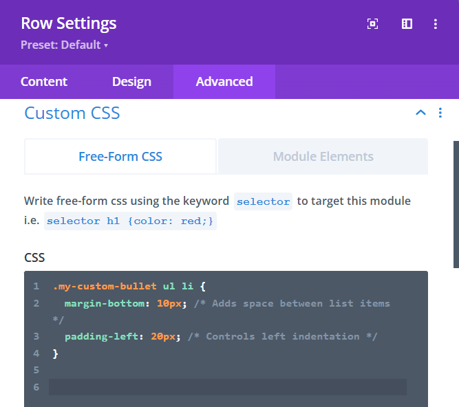 CSS code example to remove native bullets