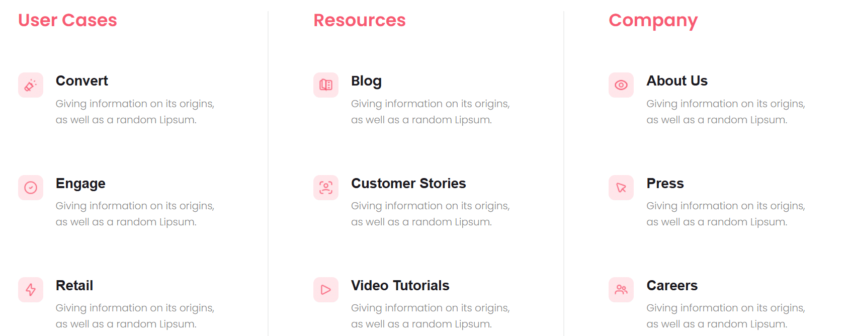 Divi Bricks sample features layout