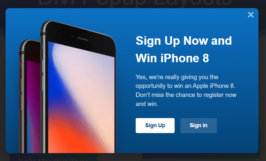 Divi Overlays email capture example 3