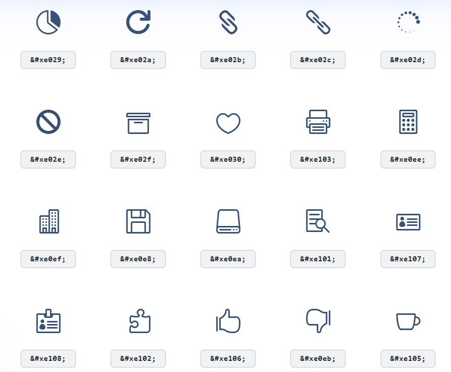 Icon examples from ETmodules font