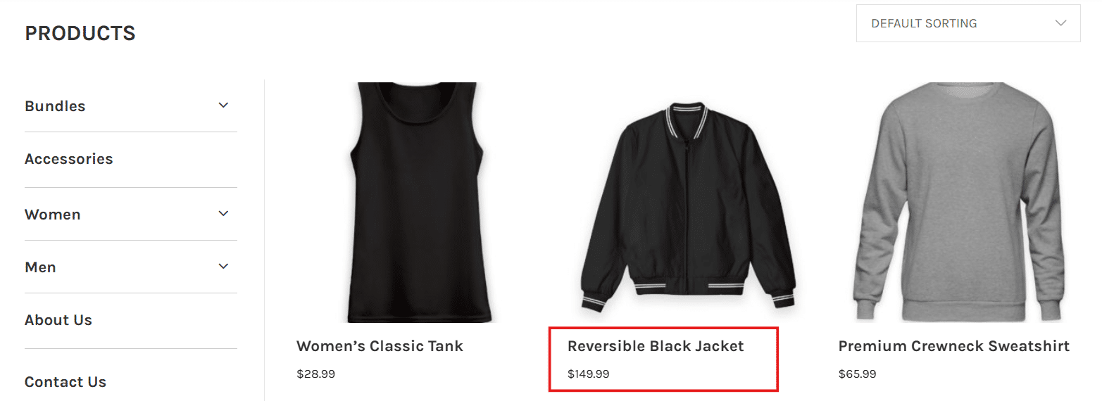 General product page funnel template example
