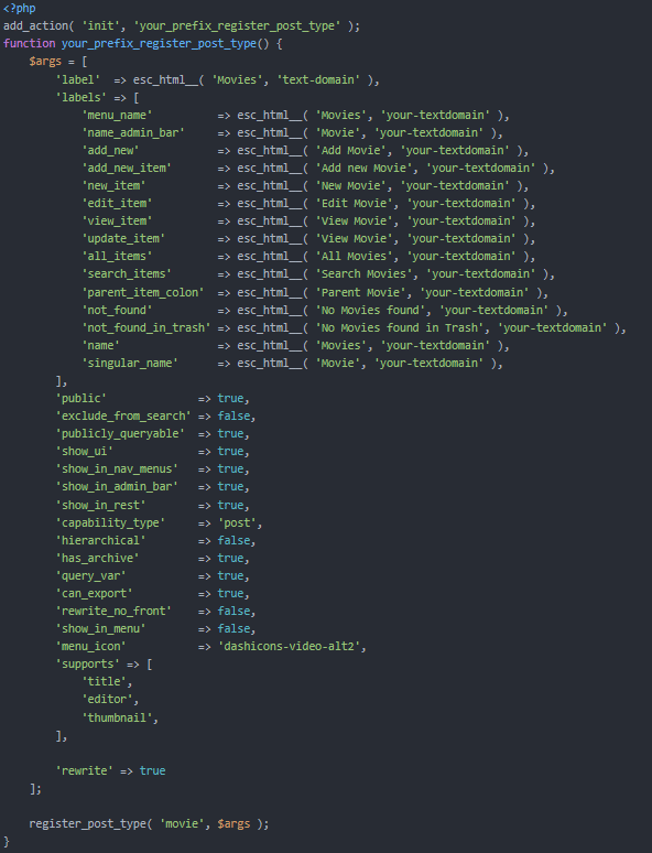 Meta Box custom post type code