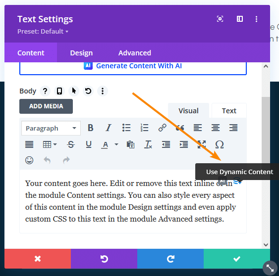How to access dynamic content in the Divi builder