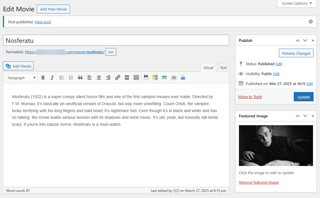 Adding a post to a custom post type