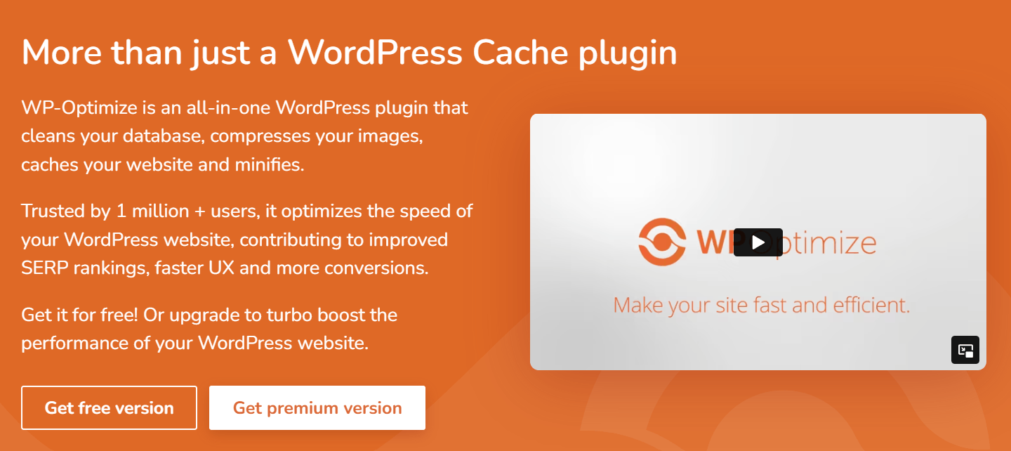 WP Optimize homepage