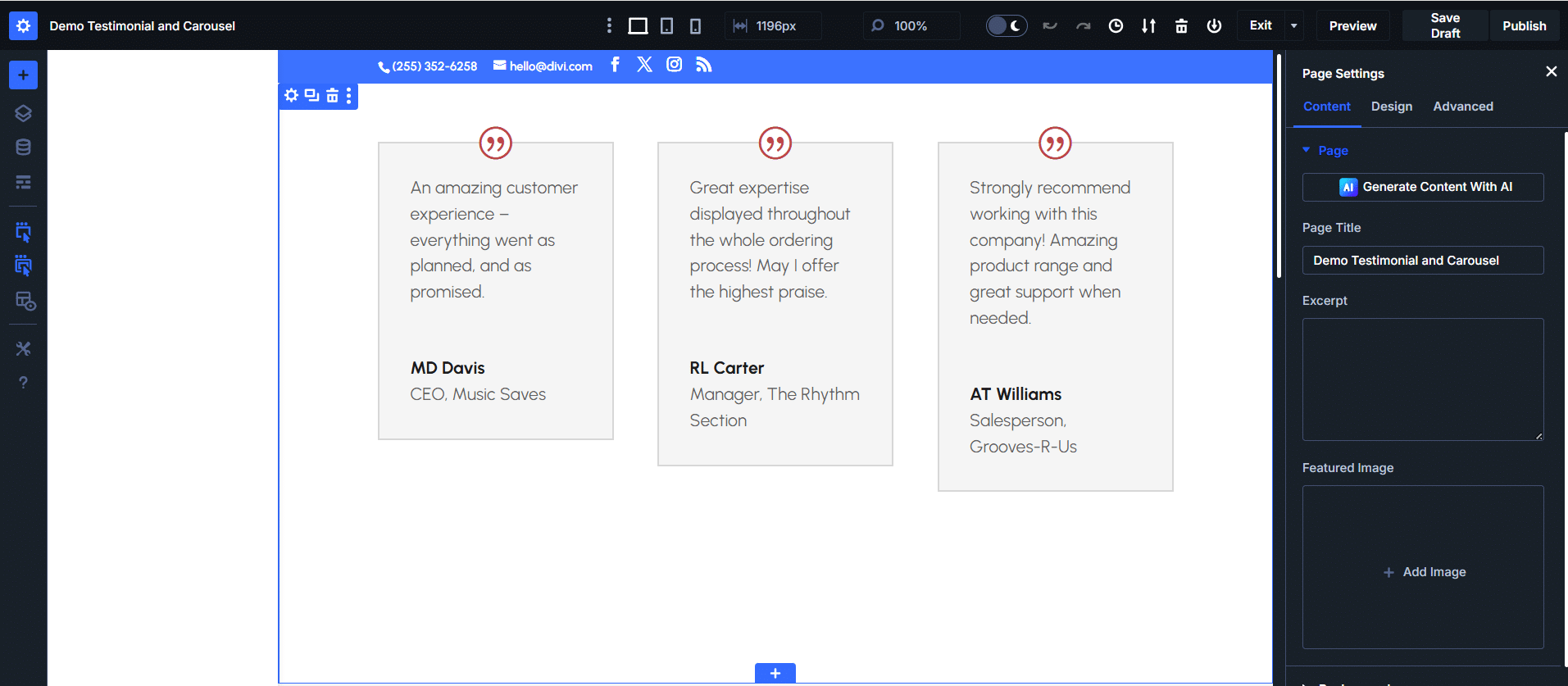 Divi’s visual builder