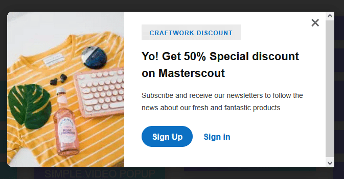 Divi Overlays modal signup template