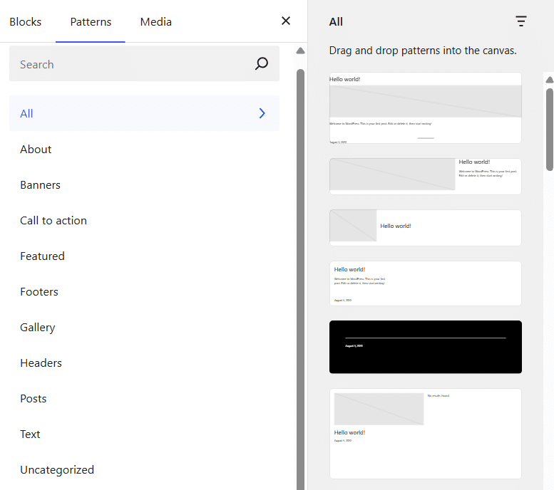 Gutenberg’s pattern library