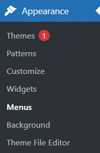 Menu setup in WordPress
