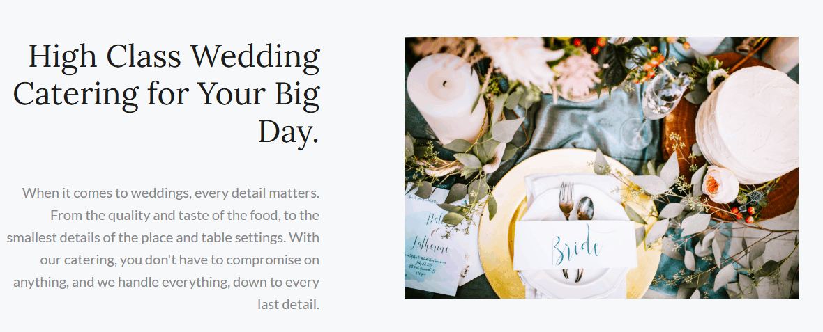 Catering landing page example 2