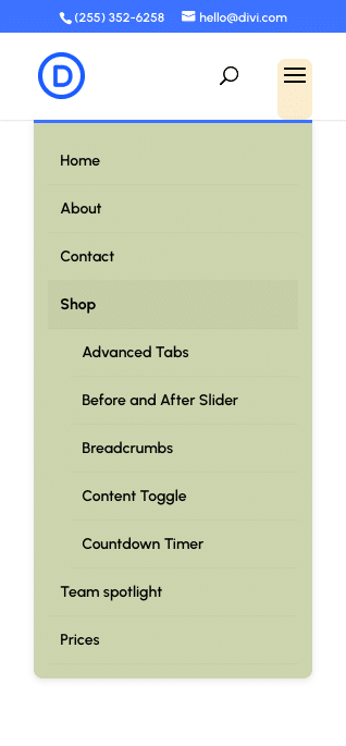 Changing background on Divi mobile dropdown menu