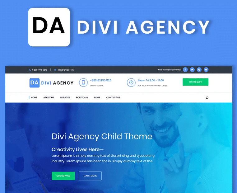 Divi Agency theme homepage
