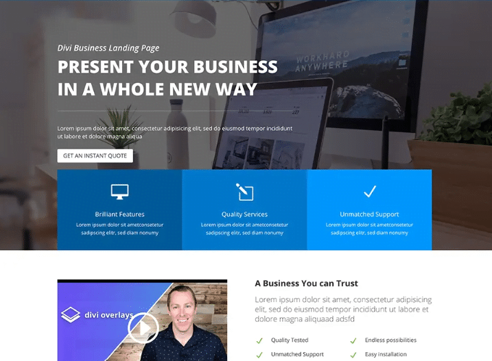 Divi Business homepage
