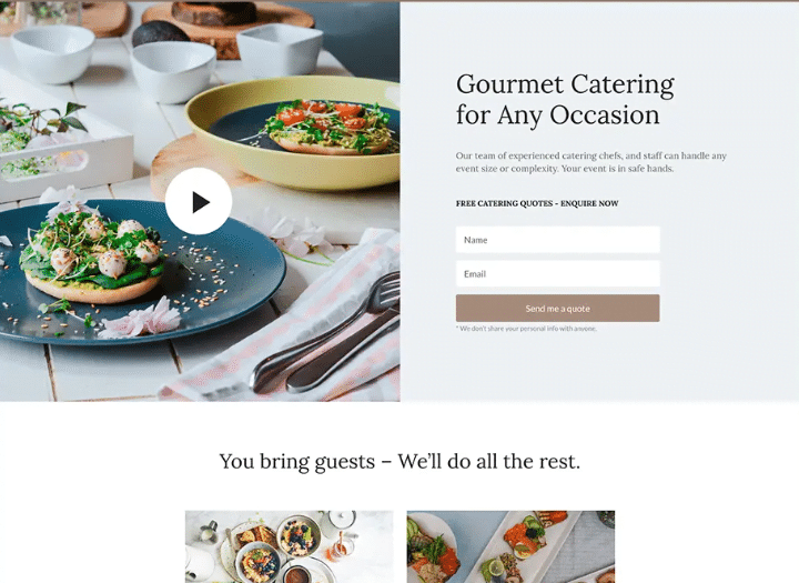 Divi Catering homepage