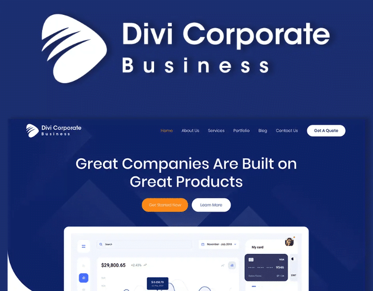 Divi Corporate theme homepage