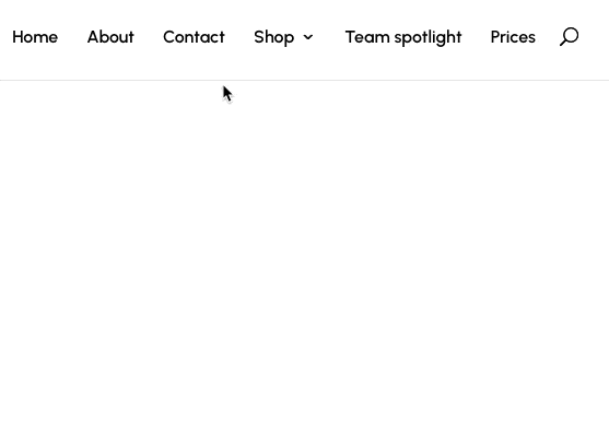 Divi dropdown menu showing transition