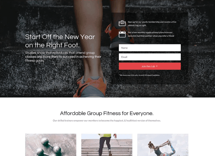 Divi Fitness homepage