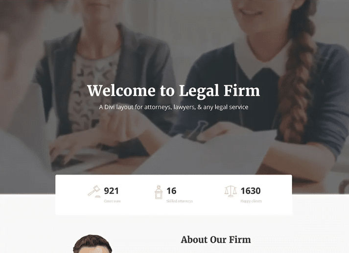 Divi Legal homepage