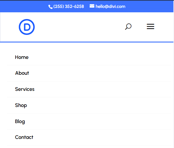 Full-width Divi mobile menu