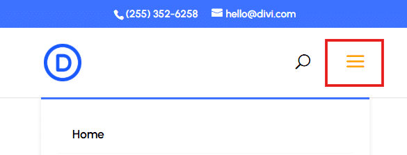 Orange colored hamburger on mobile menu