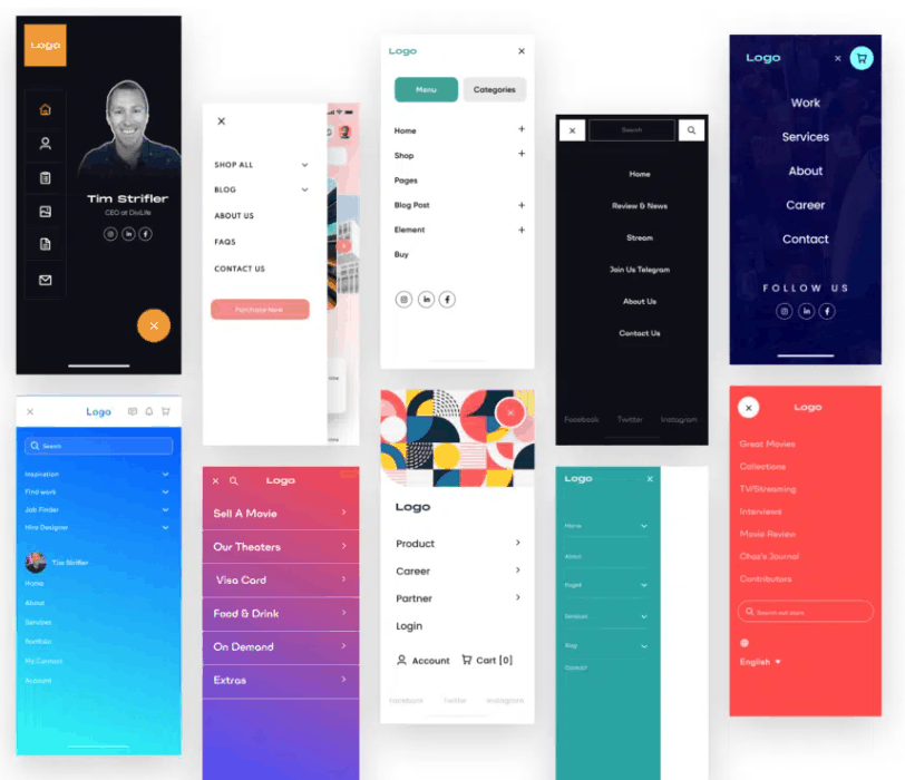 Premade layouts with Divi Mobile Menu