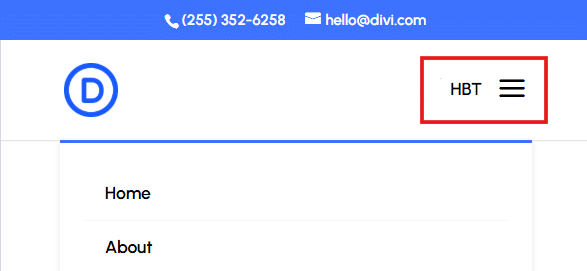Added text to the left of the hamburger menu