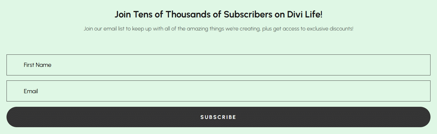Divi Overlays registration form example