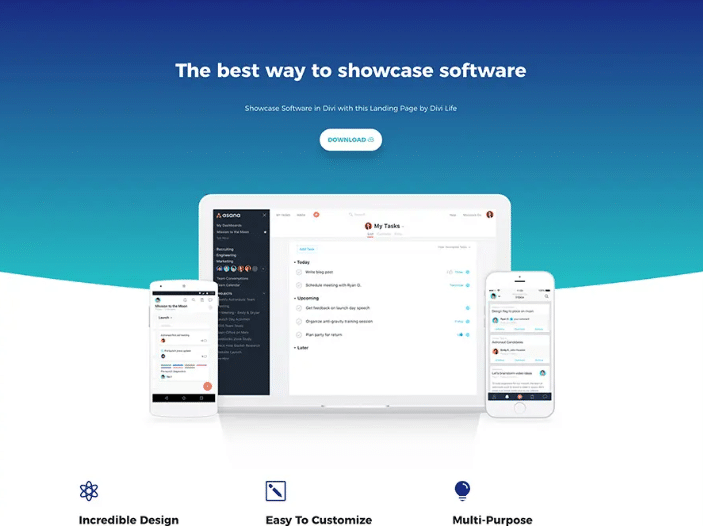 Divi Software homepage