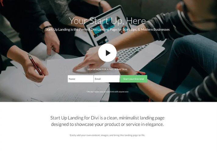 Product Landing homepage