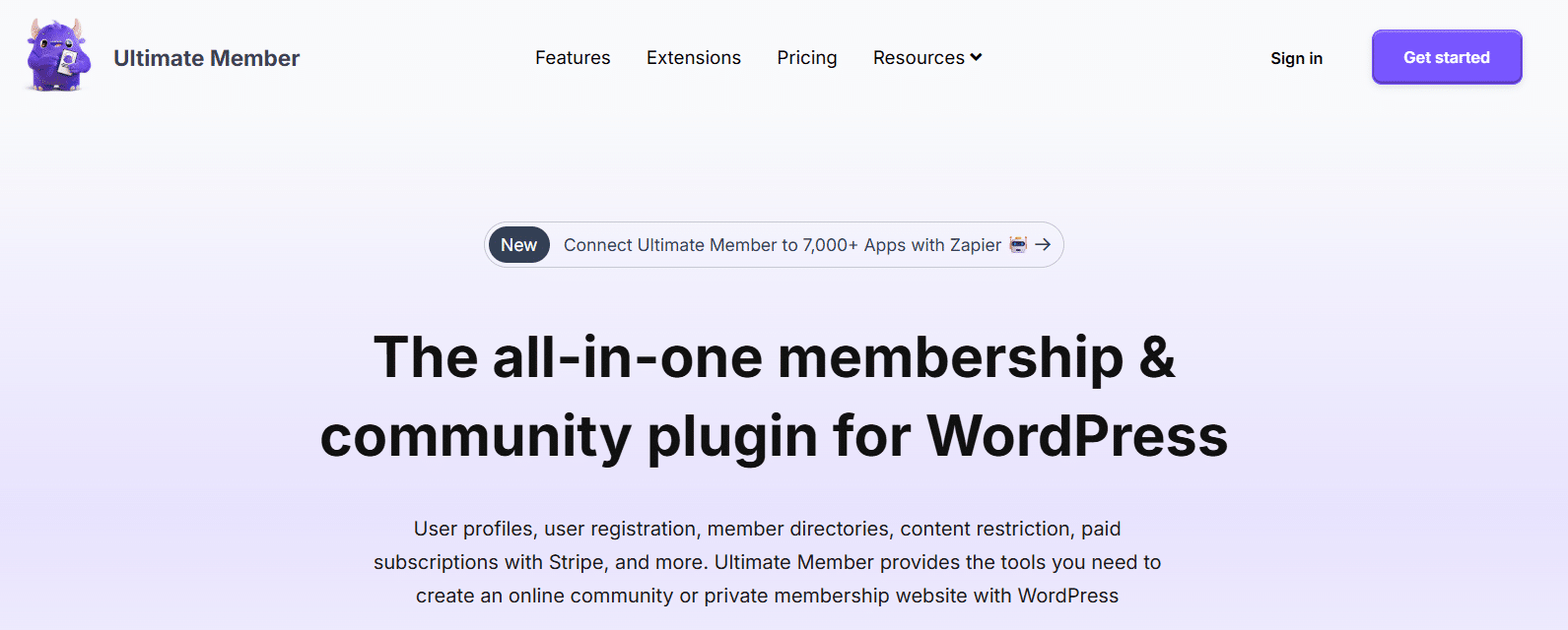 Ultimate Member homepage