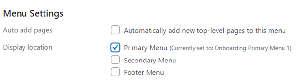 WordPress Menu Settings
